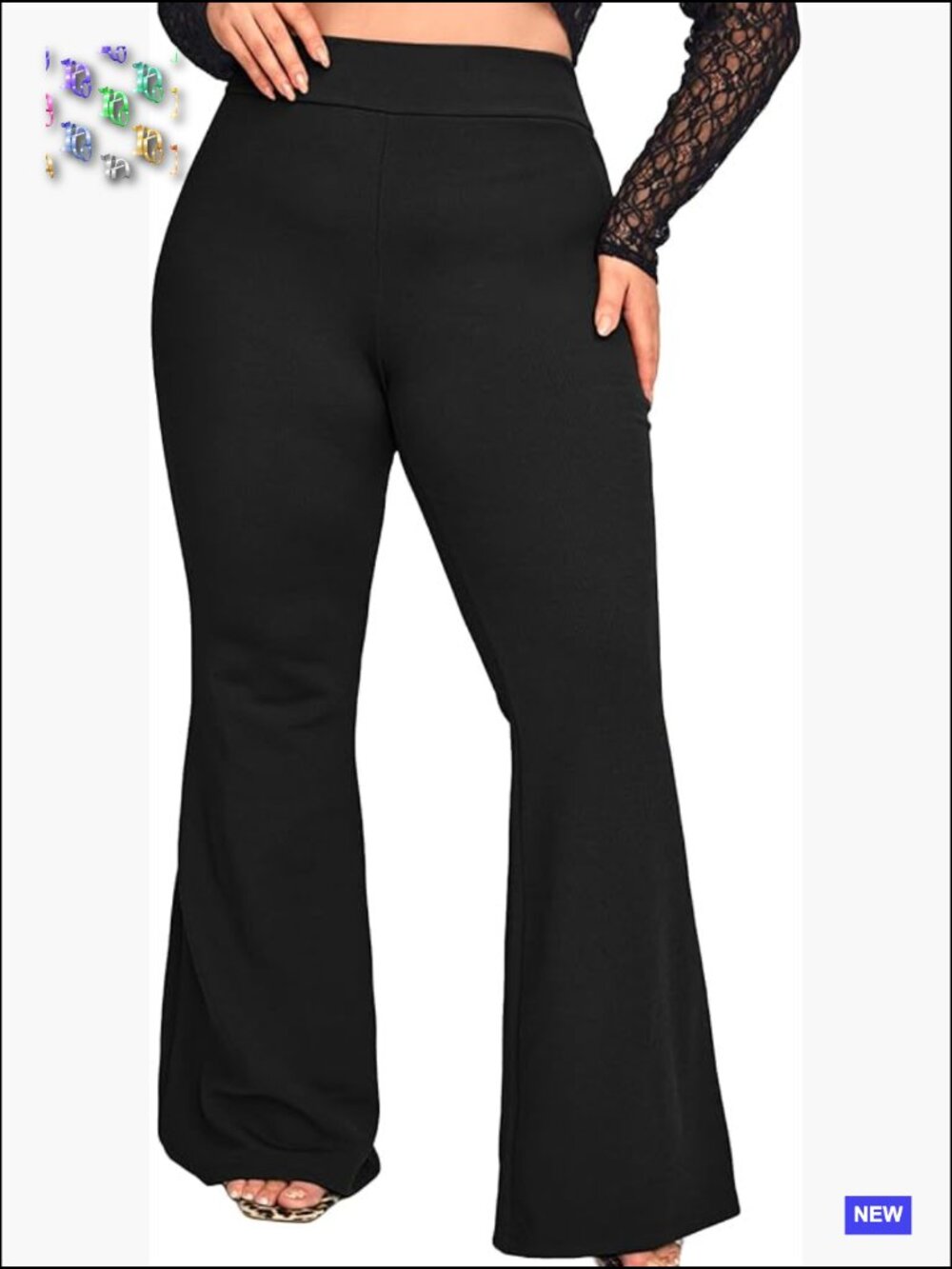High Waist Flare Bell Bottom Ribbed Knit Long Pants Plus Size Y2K Chic